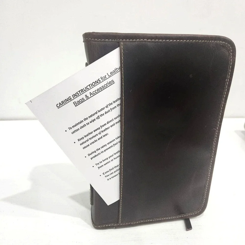 Leather Bible Cover w/ Handle‎ & Pocket – Small Book or Planner Holder Case